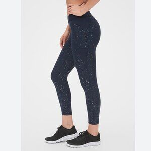 GapFit High Rise Pocket 7/8 Leggings Sculpt Revolution True Black Foil L